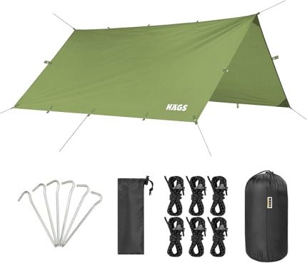 Tarp Gölgelik Tente, Taşınabilir Örtü Branda Çok İşlevli Outdoor Açık Hava Kamp Seyahat Tente Branda Güneşlik Karavan Tente Yan Çadır Gölgelik - 300x300 cm - Yeşil