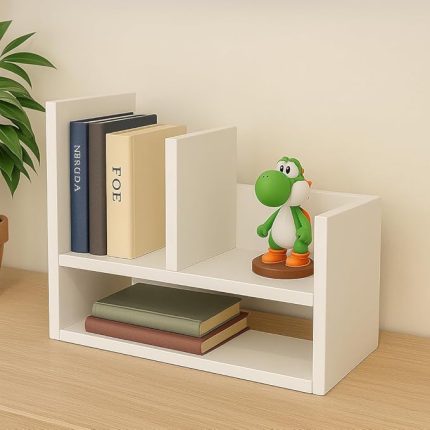 Katlı Masaüstü Kitaplık | Modern Dekoratif Raf Ünitesi | Masaüstü Düzenleyici | Beyaz