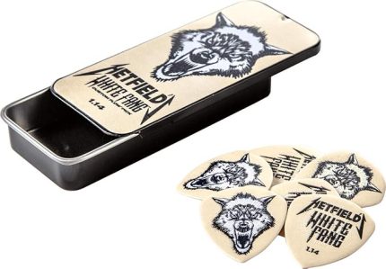 Dunlop, Box 6 James Hetfield White Fang 1,14mm akış Gitar Penası, PH122T114, S, Beyaz/Zengin Bahçe