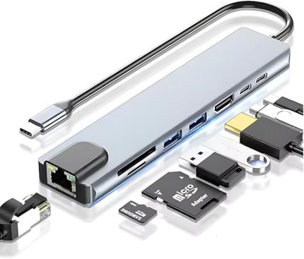 Pro Air UyumluType-C Port Çoklayıcı Hub Dönüştürücü Çevirici Ekstra USB, Type-C, HDMI, Micro SD, 8in1