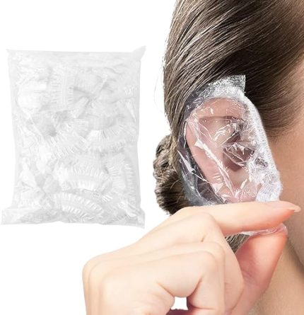ADET. Şeffaf Kulak Koruyucular - Saç Boyası, Duş, Banyo, Ev ve Saç Salonu için Su Geçirmez Plastik Kulak Koruyucuları