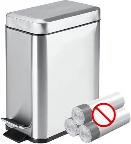 Yumuşak Kapama, İnce Çöp Kovası 1,6 Galon Anti - Çanta Kayma Astar ve Kapaklı, Banyo, Tuvalet, Mutfak veya Yatak Odasında Mini Çöp Sepeti, İnce Toz Kutusu veya Dekor olarak kullanın