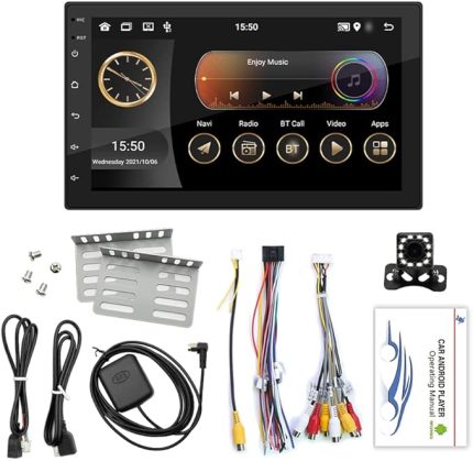 11 Araba Stereo Çift Din GPS Navigasyon 7 İnç Dokunmatik Ekranlı FM Radyo Desteği WIFI/AUX/U-Disk/Telefon Bağlantısı/Eller Serbest Arama/Ters Görüntü/Yedek Kameralı Direksiyon Kontrolü