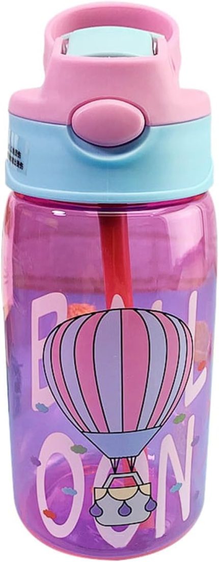 Flip Pipetli Çocuk Su Şişesi, 480ml Çocuk İçme Suyu Şişesi, Taşıma Saplı ve Kolay Düğmeli BPA İçermeyen Su Şişesi, Okul ve Spor için Sızdırmaz Çocuk Su Şişesi