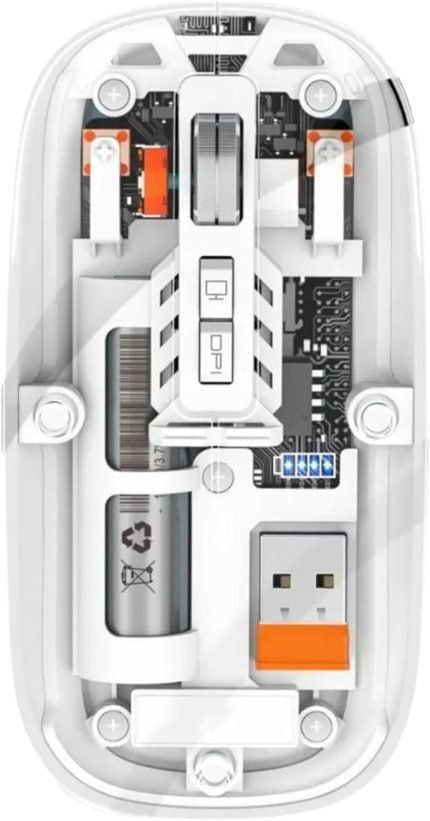 Mouse Fare Şarjlı Bluetooth Wireless Çift Modlu Sessiz 5 Tuşlu Şeffaf DPI Kontrol Tg-9010