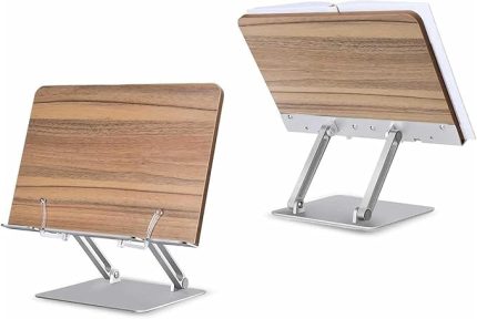 STD002 Okuma Açısı Ayarlı,Kıskkaçlı Alüminyum&Ahşap Kitap/Tablet/Notebook Standı Modern Rahle