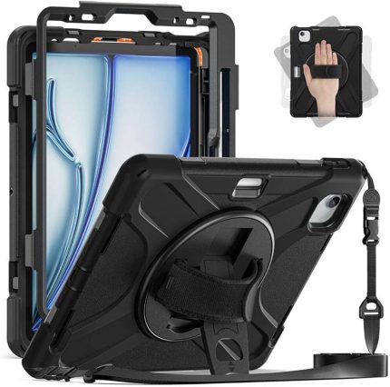 İpad Air 11 Inç M2 Çipli 6.Nesil 2024 ile Uyumlu Kılıf Tank Zırh Defender Tablet Silikon Kapak