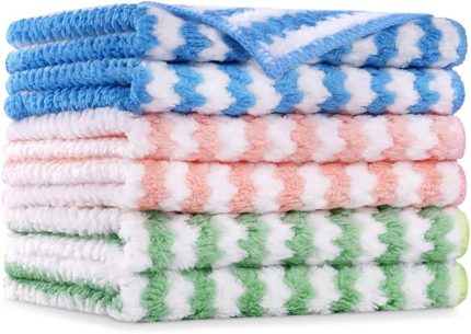 Mikrofiber Temizleme Bezleri, 6 Adet Süper Emici Mikrofiber Temizleme Bezi, Yeniden Kullanılabilir Mikrofiber Bulaşık Bezleri, Ev, Mutfak için Çok Amaçlı Temizlik Havluları, Boyut 25 x 25 cm