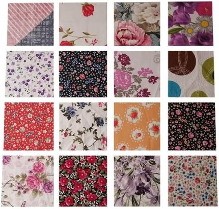 100 Parça Kırkyama Patchwork Pamuklu Kumaş Desen Renk Dikiş Hobi Elişi