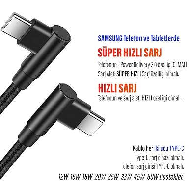 Metre TYPE-C Şarj Kablosu HIZLI Şarj Samsung İphone Uyumlu Type c to Type C Uzun Kablo - Görsel 3
