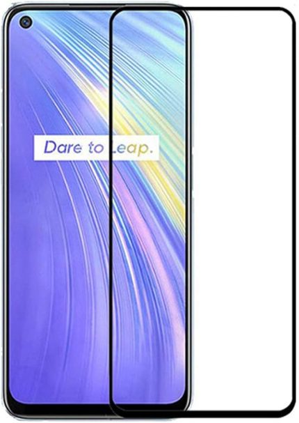 Realme 6 Tam Kaplayan Çerçeveli Tempered Ekran Koruyucu - Siyah