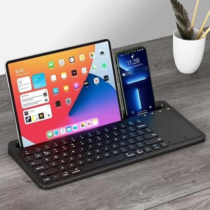 Şarjlı Bluetooth TouchPad Klavye Dual Bağlantı iPad Pro ile uyumlu 12.9 Uyumlu Hızlı ve Kolay Kablosuz Bağlantı Tablet ve Telefon ile Kullan Türkçe Q Klavye ZR731