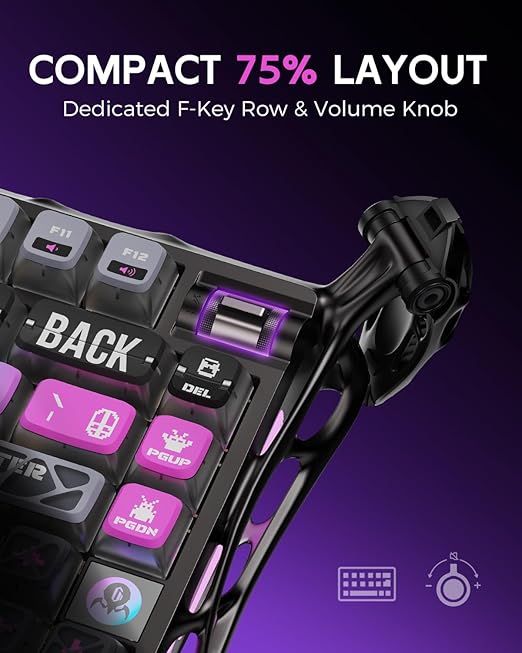 Mercury K1 Pro RGB Kablosuz Mekanik Gaming Klavye, Alüminyum Çerçeveli, İngilizce Q, Special Edition, Cyberpunk - Görsel 2