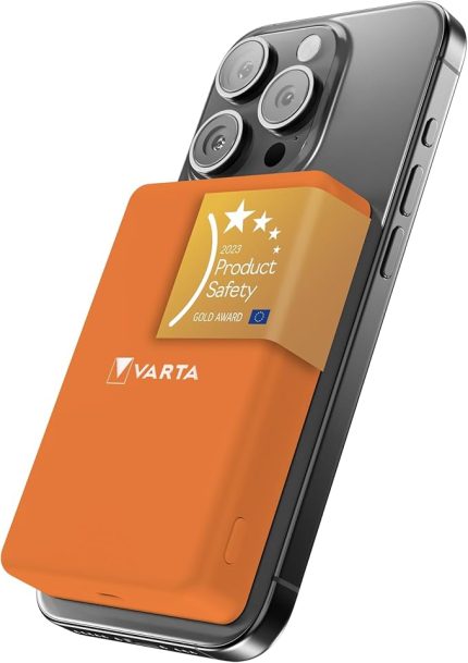 Power Bank 5.000mAh, powerbank magnetico, Mag Pro Power on Demand, caricabatterie portatile con USB C, compatibile con MagSafe e Qi Standard (per compatibilità con iPhone e Android), arancia
