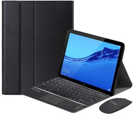 Samsung Tab A8 X207 X200 10.5 inch Tablet Bluetooth Touchpad Klavye + Bluetooth Mouse + Standlı Kılıf - BKK7