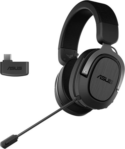 TUF Gaming H3 Wireless 7.1 Silver Oyuncu Kulaklığı, 15 Saat Çalma, 2.4 GHz Bağlantı, Medium, Siyah