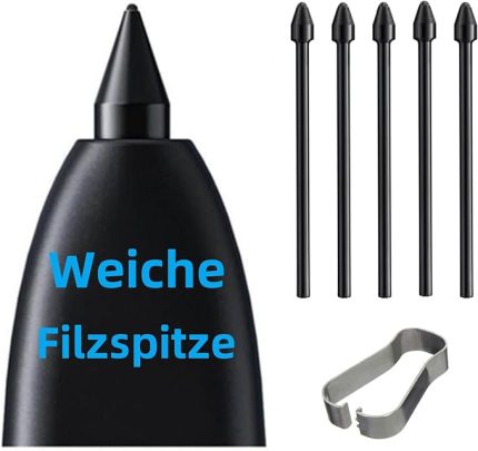 ADET. Samsung Galaxy Tab S9 / S9 Plus / S9 Ultra S Pen için orijinal yedek uçlar, Samsung S Pen için, Tab S9 kalem uçları montaj/demontaj aleti ile birlikte (5 adet. Siyah)