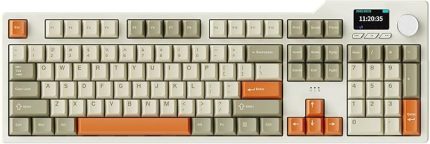 Ajazz AK35i V3 Kablosuz Mekanik Oyuncu Klavyesi-Gasket Gövde Yapısı Dinamik RGB-TFT Ekranlı Bej/Avakado Switch