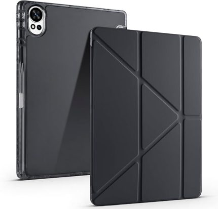 Matepad 12X İle için Uyumlu Kılıf Üçgen Tri Folding Kalem Bölmeli Standlı Kılıfı (Siyah)
