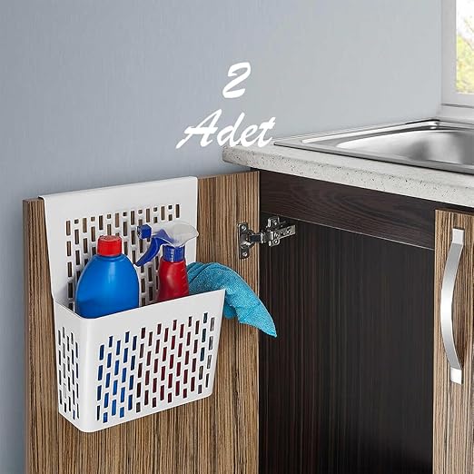 Org-52 2 li Asılabilir Mutfak Banyo Dolap İçi Düzenleyici Organizer Deterjanlık - Beyaz - Görsel 4