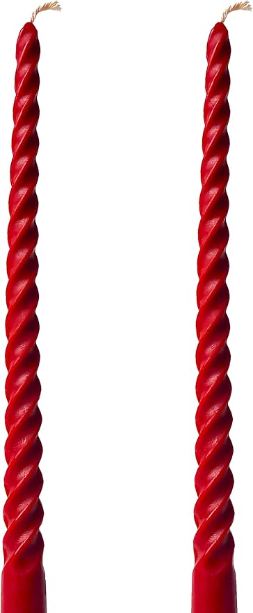 (2 Adet 27.5Cm) Balmumu Mum Konik Burgulu Balmumu Şamdan Mumu Doğal Petek Balmumu Mum Dekoratif Kırılmaz Damlamaz Mum Balmumu Beeswax Candle (Kırmızı)