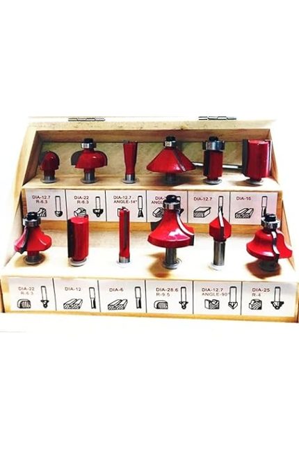 12 Parça Freze Uç Takımı Ahşap Oyma Ağaç Delme Çantalı Set 6 mm