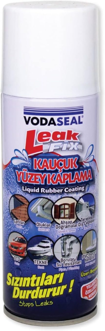 Leak Fix Su Geçirmez Sızdırmaz Sızıntı Önleyici Kauçuk Kaplama İzolayson Beyaz Sprey 200 ML
