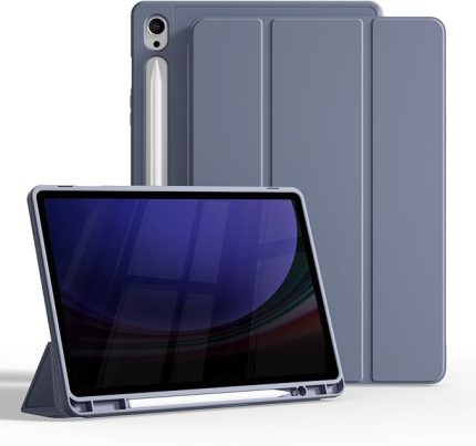 Samsung Galaxy Tab S10+ /S9+ /S9 FE+ Plus için kılıf, 12,4 inç (2024/2023) tablet için kılıf, kalem tutuculu, otomatik uyanma/uyku, hafif ve taşıması kolay, mor