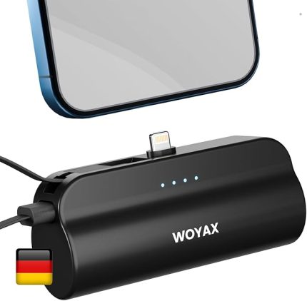 iPhone Lightning Soketli Mini Powerbank 5000mAh Type-C Dahili Kablolu Taşınabilir Şarj Cihazı