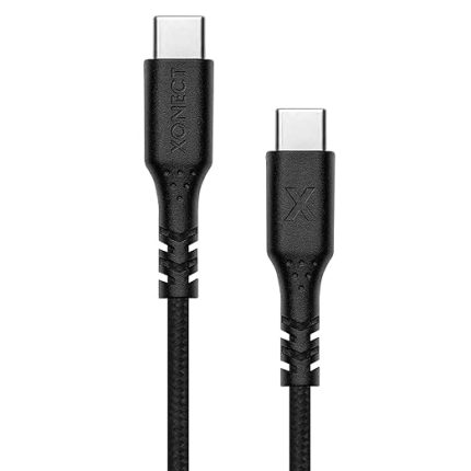 Type-C to Type-C ile Uyumlu iPhone ve Samsung ile Uyumlu Hızlı Şarj ve Data Kablosu 40 cm Hasır Örgülü (Siyah)