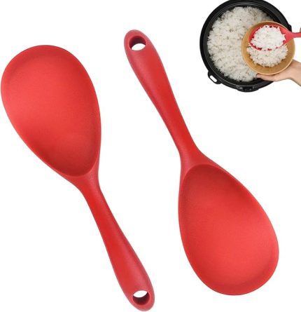 adet pirinç pişirici pişirme kaşığı silikon, 23 x 7 cm yapışmaz pilav pişirici, pilav kaşığı, ısıya dayanıklı pirinç kaşığı, silikon, BPA içermez, pilav, pilav pişirici, patates püresi veya daha