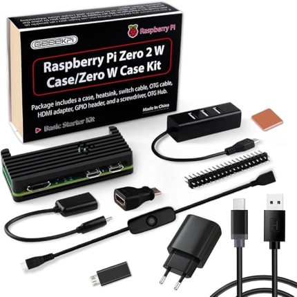 Raspberry Pi Zero 2 W için Case Kit Pi Zero 2 W Alüminyum Pasif Soğutma Kılıfı, QC3.0 Hızlı Şarj Güç Kaynağı, Isı Emici, 20 Pin GPIO Başlığı, 4 Port USB Hub,ON/Off Switch Kablosu (Siyah)