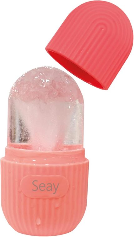 Küpü Yüz, Gözlaltı ve Vücut için Slikon Buz Kalıbı İce Masaj Aleti + Doğaltaş Ametist Taşı (Açık Pembe)