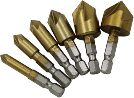 Yiv Açma Aleti 6 Adet HSS Matkap Ucu Seti 90° 6, 8, 9, 12, 16, 19 mm Havşa Uçları