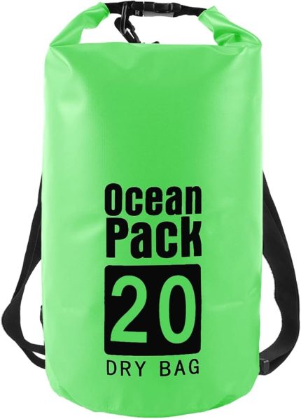 Yüzen çanta, su geçirmez, üniseks kuru çanta ve su geçirmez çanta, kano, balıkçılık, rafting, yüzme, kamp, snowboard için, Yeşil., 20L, Dry Bag