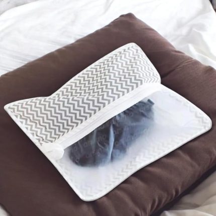 Adet Ayakkabı Saklama Hurcu Zigzag Desenli, 2'li Set, Pencereli, Askılı Dolap Düzenleyici, Gri