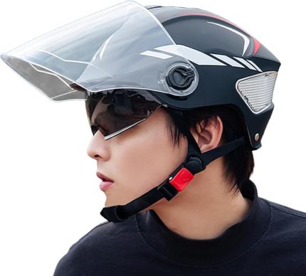 Motosiklet Kaskları, Kadınlar İçin Çift Vizörlü Motosiklet Kaskı, Ayarlanabilir UV Bloklama Kaskı Kadın Erkek Çocuk İçin