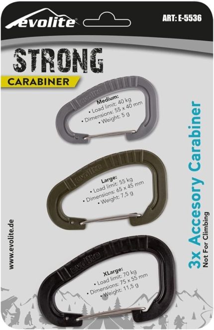 Strong 3'lü Karabina Seti - Siyah/Haki/Gri