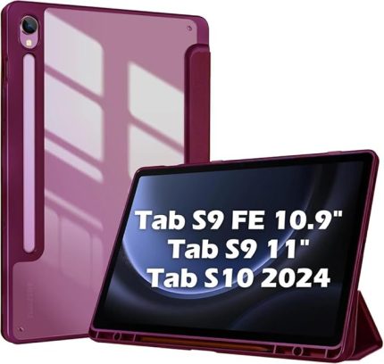 Galaxy Tab S9 FE / S9 11inç ile uyumlu Kılıf Grafiti Şeffaf Kalem Bölmeli X710 X716 X718 X510 X516 Mürdüm