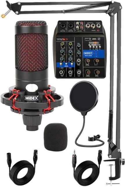 CXN-30 Paket-2 +48V Mikserli Condenser Mikrofon Stand Seti