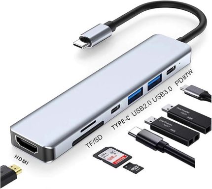 Daytona AIRSKY HC-13C Macbook Uyumlu Type-C to 2* USB 3.0 SD TF 4K HD 1080p HDMI PD Kart Okuyucu Çevirici Hub Adaptör