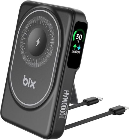 TPB16 10000 mAh OLED Ekranlı Manyetik Kablosuz Powerbank 20W PD Hızlı Şarj ve 15W MagSafe Siyah