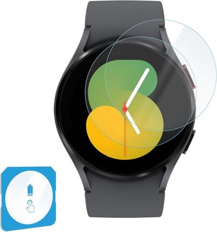 Samsung Galaxy Watch 5 40mm için 2'li Paket (2 Adet) Kolay Kurulum Otomatik Hizalama Aparatlı Şeffaf 9H Sertliğinde Gerçek Temperli Cam Ekran Koruyucu