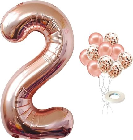Yaş Rose Gold Rakam Balon Konfetili Balon Seti