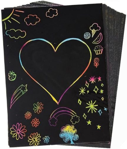 Sihirli Gökkuşağı Kazıma Kağıdı A4 5 Yaprak 1 Paket 20x30 cm Siyah Sihirli Kağıt Rainbow Paper