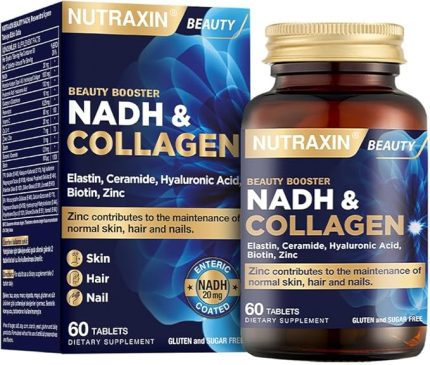NADH & Collagen | Tip I-III Kolajen + NADH + Hyaluronik Asit | Cilt, Saç, Tırnak ve Enerji Desteği | 60 Tablet