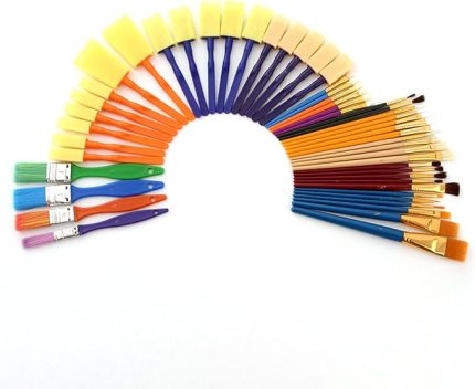 50PCS Boya Fırçaları Çok Amaçlı Yıkanabilir Boya Fırçaları Seti A st Çeşitli Değer Paketi Sünger Boyama Fırçası Seti Düz Yuvarlak Köpük Uçlu Çok Renkli