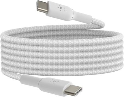 BoostCharge (2M/6.6 ft) Örgülü USB-C'den USB-C'ye Kablo iPhone 16, iPhone 16 Pro, iPhone 16 Pro Max, iPhone 16 Plus, Galaxy S24, S23, Note10, Note9, Pixel 9, Pixel 8, iPad Pro ve Daha Fazlası