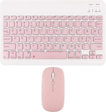 M11/M10 Plus/M7/M8/M9/P11 Plus Pro/P12 ile Uyumlu Bluetooth Klavye Mouse Seti PEMBE