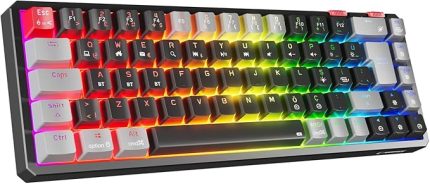 YORU Mini PRO Siyah/Gri 2.4ghz+BT5.0+Type-C Red Swich Q Mekanik Gaming Oyuncu Klavye RGB